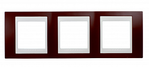 SE Unica Рамка 3-ая гранат/белая  Хамелеон  MGU6.006.872