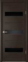 Дверь Эко-шпон Прага темный кипарис стекло черное