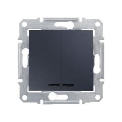 Механизм выключателя 2кл 10А с синей подсветкой SEDNA графит SDN0300370 SE	