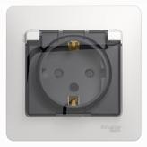 GSL000148 Розетка 1гн с з/к з/шт с крышкой белая IP44 SE