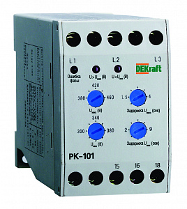 Реле контроля фаз РК-101-01 380В 23300 DEKraft