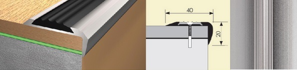 Угол 40x20  0,9 алюминий с резиновой вставкой (черная)