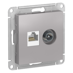 ATN000389 Механизм двойной розетки RJ45+TV Алюминий SE