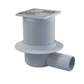 AlcaPlast APV31 Сливной трап 105x105x50мм с бок.подводкой из нерж стали 