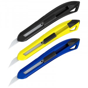 Нож канцелярский 9мм Berlingo "Razzor 100" push-lock ассорти европодвес 821761