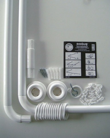 Карниз в ванную угловой 0,9x0,9x0,9 белый,розовый,голубой 10008