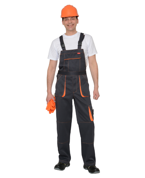 Полукомбинезон "CROWN" тк."CROWN-230" т.серый с оранжев. р.96-100/182-188