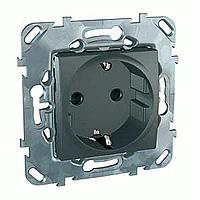 SE Unica Механизм розетки 2К+3 со шторками (винт. зажим) графит MGU5.037.12ZD