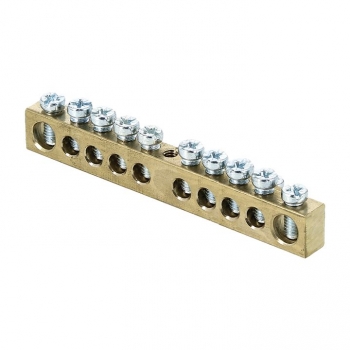 Шина нулевая 63.10 63А 10 контактов (латунь) (10/1) EKF sn0-63-10