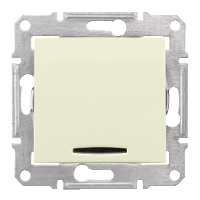 Механизм выключателя кнопочного, с синей подсветкой, 10А, SEDNA, бежевый, SDN1600147