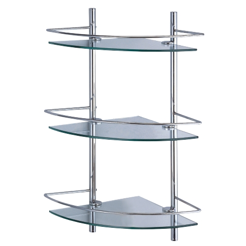 Полка стекл. угловая К-3133, тройная, хром