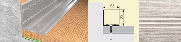 Угол 20x20 внутренний 0,9 ясень серый