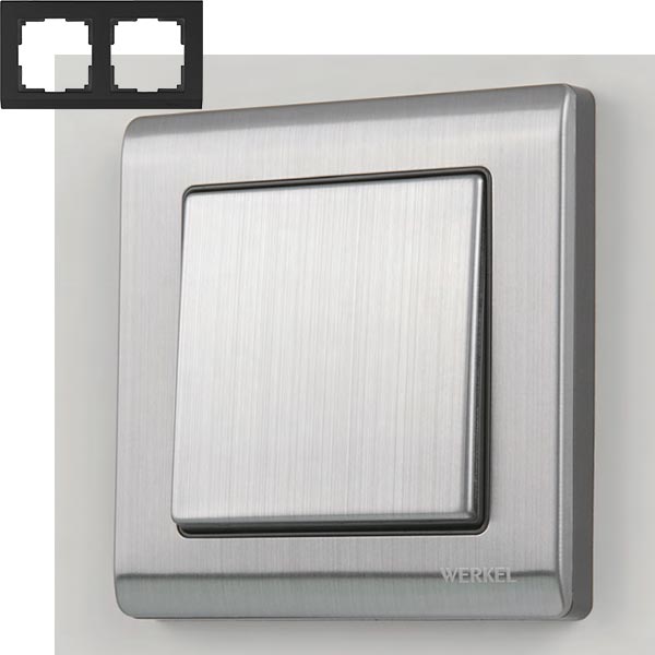 Рамка 2п WL02-Frame-02 Глянцевый никель WERKEL