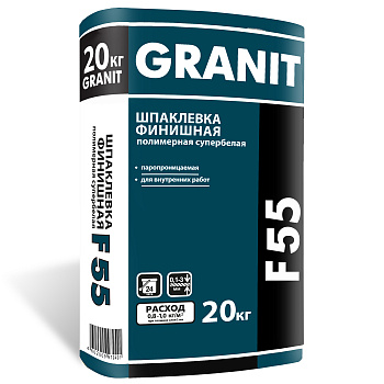 Шпаклевка финишная полимерная супербелая GRANIT F 55  20 кг 