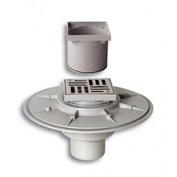 Водосток вертикальный 150х150х50-75 сухой сифон, решетка РР (6141)*