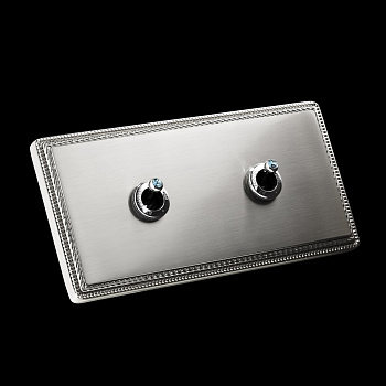 2 двухпоз переключателя хром SW Indian Saphire 10А 250В панель матовый хром 79-C01-NС-3