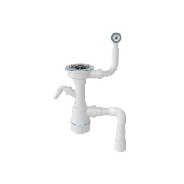 Сифон для мойки с круглым переливом,выпуск 3 1/2 винт 60мм  (20шт) 1048