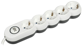 Евроудлинитель IEK UNO 5 гнезд 3м ПВС 3х1,5мм 3.5кВт с выключателем WYP53-16-05-03-ZK