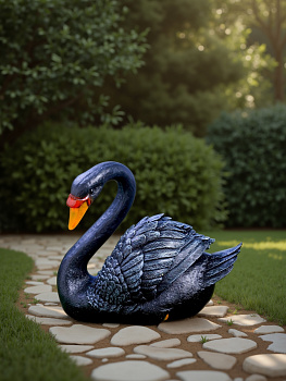 Садовая фигура "Лебедь" черный 34х25х40см 7728756