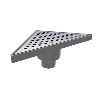 Трап сантехн. треуг.нерж. 200*200 вертик. D50  5533