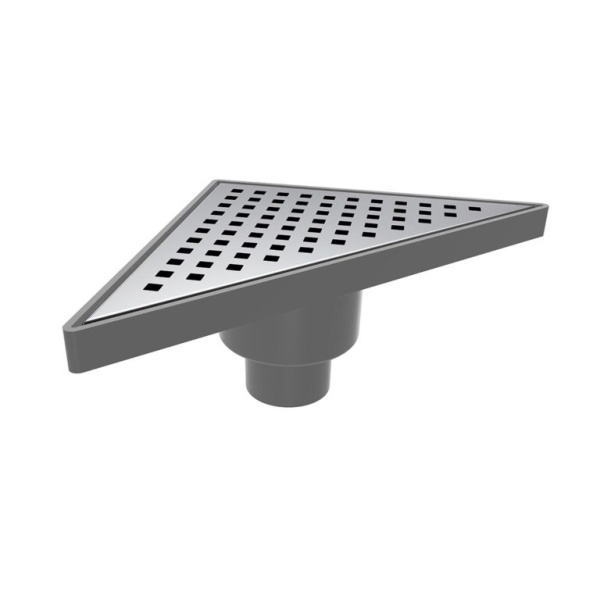 Трап сантехн. треуг.нерж. 200x200 вертик. D50  5533