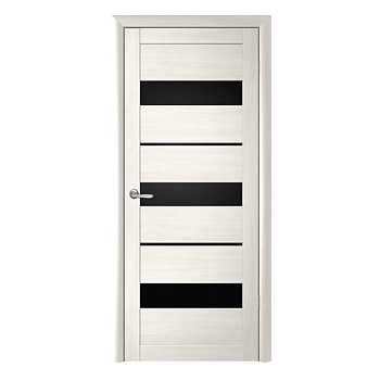 Полотно остекленное Эко-шпон Прага 800 белый кипарис стекло черное