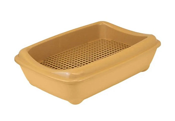 №1 Туалет д/кошки глубокий с бортиком 43х30х12см БЕЖ 1х10шт РПТ02=бежевый