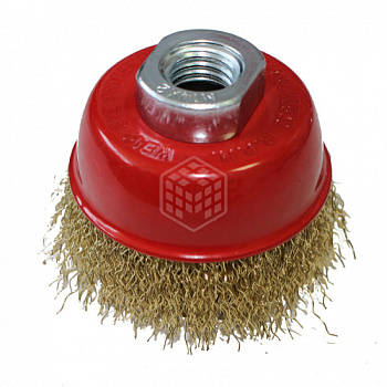 Корщетка-чашка DERZHI для УШМ М14, латунированнаявитая проволока Ø65мм 874603