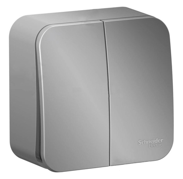 Выкл 2кл ОП 10А Алюминий BLANCA 105013