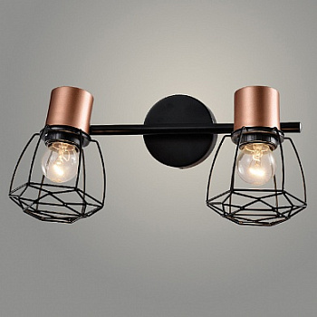Спот 19521/2 BK+COPPER черный/медь 2x40W E27 h160