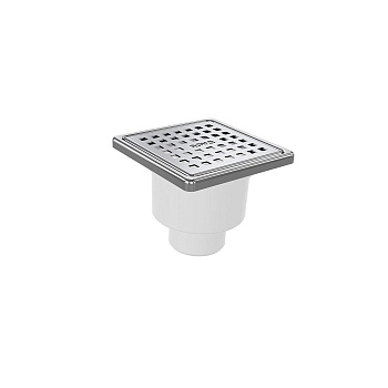 Трап сантехнический нерж. с рамкой10*10, нижний, Ø50 5067