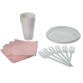 Набор "Пикник" ( 6 стак 0,2л., 6 тарелок, 6 вилок, 6 ножей,  6 салф.цветная) 15 упак/кор "МИСТЕРИЯ" 187150