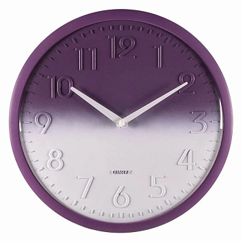 3012-001(10) Часы настенные d=30,5см,корпус фиолетовый+белый Классика