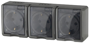 Блок Розетка с з/к 3ОП СЕРЫЙ 16А IP54 Эксперт ЭРА Б0020721