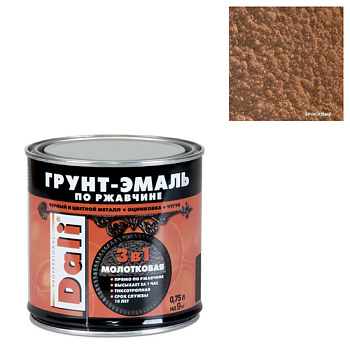 Грунт-Эмаль по ржавчине молотковая бронзовый , 0,75л 20333
