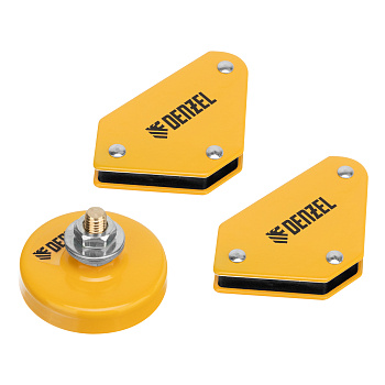 Набор "Denzel" из 2 магнитных сварочных фиксаторов и магнитной клеммы "масса" 97557