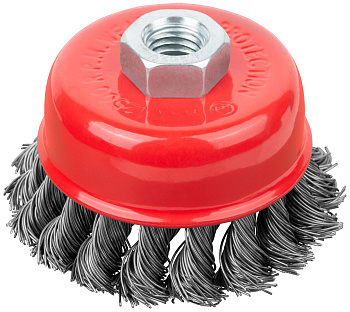 Корщетка-чашка, гайка М14, стальная витая проволока Ø75мм 39467