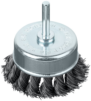 Корщетка-чашка, со штифтом, стальная витая проволока Ø70мм 38595