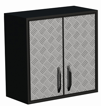 Шкаф модульный настенный с полкой (Корпус:Алюминий,Антрацит,Фасад:Лист алюминиевый Квинтет,Серебро,В