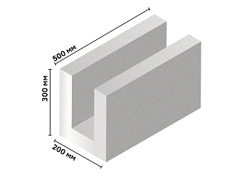 U- Блок газосиликатный  D 500   500*300*200 (1упак-42шт)(0,756м3)
