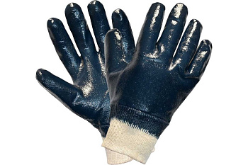 Перчатки из хлопчатобумажного трикотажного полотна с нитрильным покрытием (манжет – резинка)