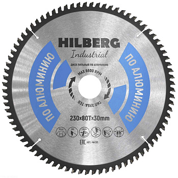 Диск пильный Hilberg Industrial Алюминий Ø230x80Тх30мм HA230