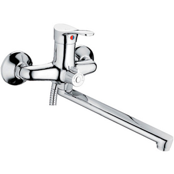 L2214   Смеситель для ванны с длинным поворотным изливом, дивертор в корпусе, шаровый (латунь) (1/10