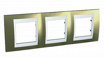 Рамка 3 поста золото белая вставка  MGU66.006.804