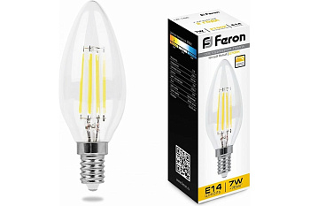 Лампа LED DIMMER СВЕЧА 7W Филамент E14 4000K FERON LB-166