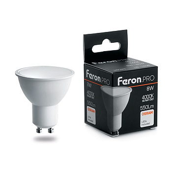 FERON PRO LB-1608 MR16 8W GU10 Белый 4000K 550lm OSRAM LED 38093 