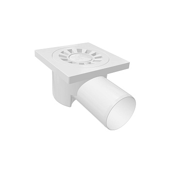 Трап сантехнический пластмассовый 10*10, боковой, Ø50 5050