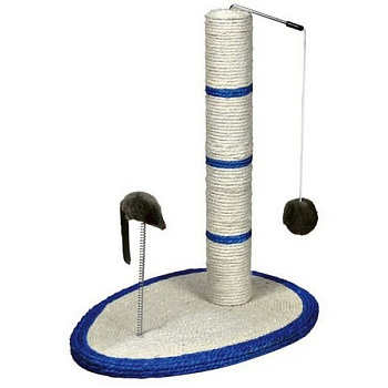 №1 Когтеточка напольная в форме рыбы с игрушкой на пружине, коричневая, 50x20x25см, 10702070/310821/