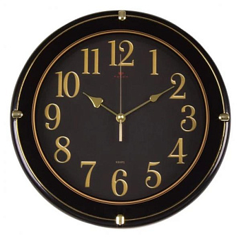 3328-002 (10) Часы настенные круг со вставками d=32,5см, корпус черный Классика