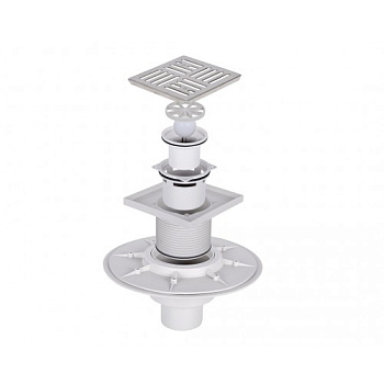 Водосток вертикальный 150х150х50-75 сухой сифон, решетка нерж. (6142)